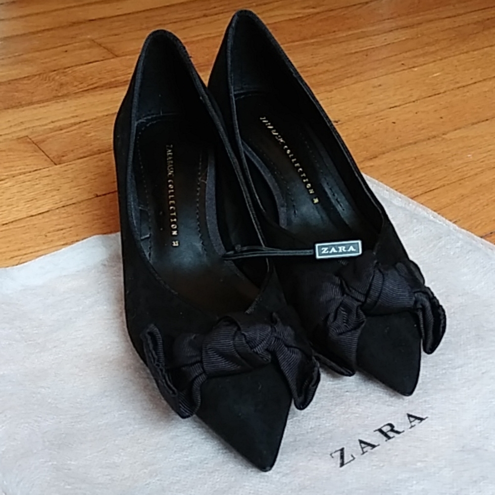 Zara kitten heels pointy toe pump, size 5